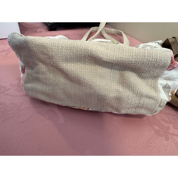Longaberger Floral Canvas Tote Bag Purse Handbag Neutral Colors EUC - Picture 6 of 6
